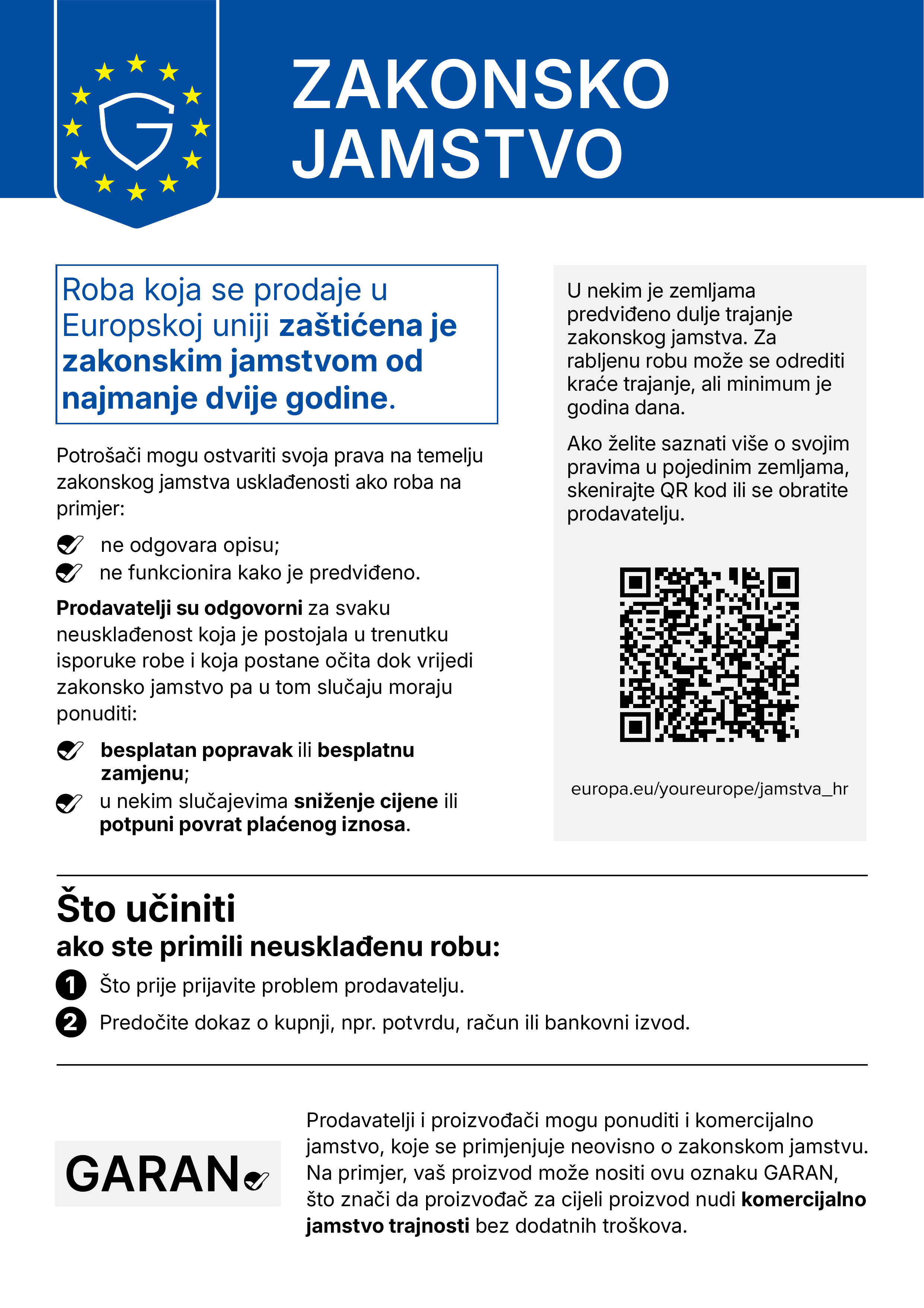 Vaša zakonska jamstvena prava